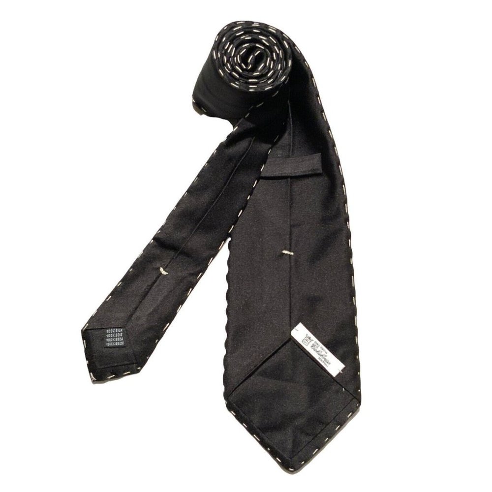 🆕CALABRESE Solid Black Silk Tie ITALY 58"/ 3.7" NWOT